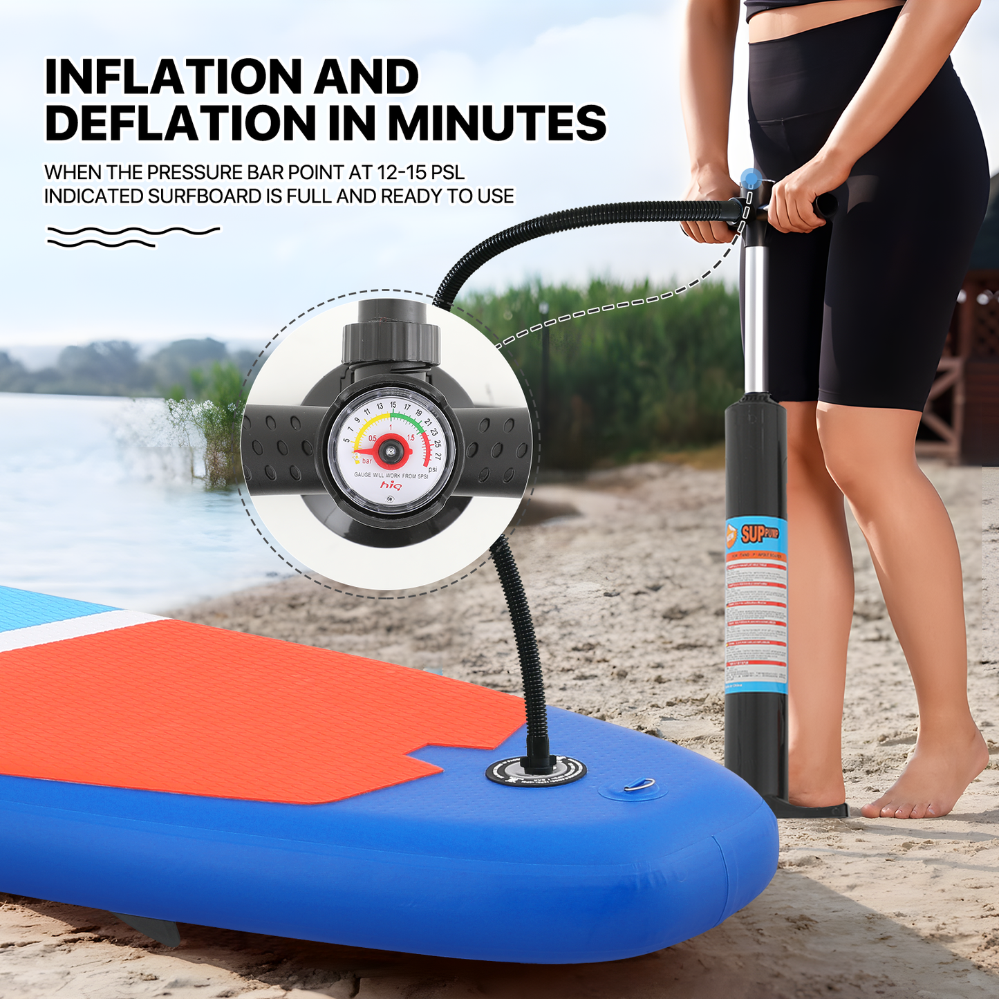 10.5ft Stand Up Paddle Board - PVC Material -Displacement 330L, Max Load Capacity 333 lb, Max Air Pressure 15PSI