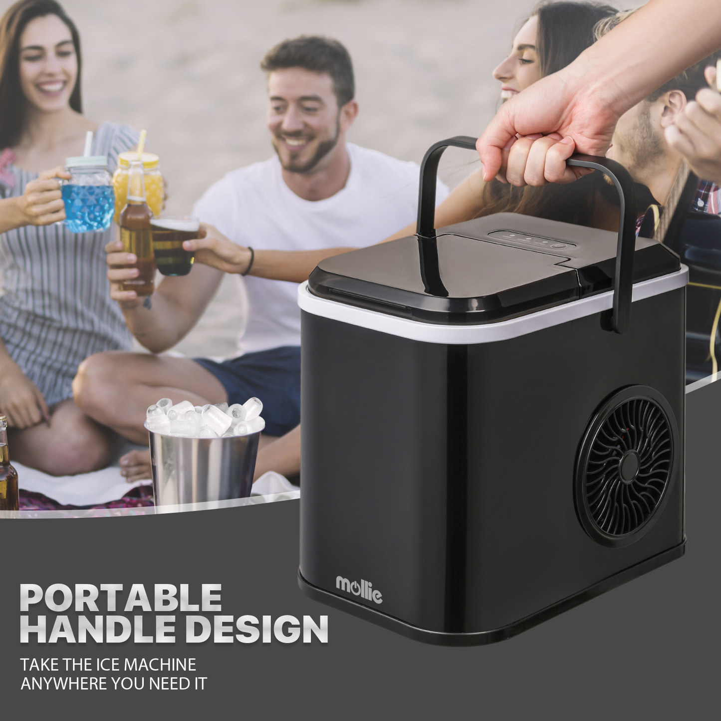 Ice Maker Machine - 1.1L Storage Tank - Bullet Shape - 22lbs/ 24hrs - with Scoop