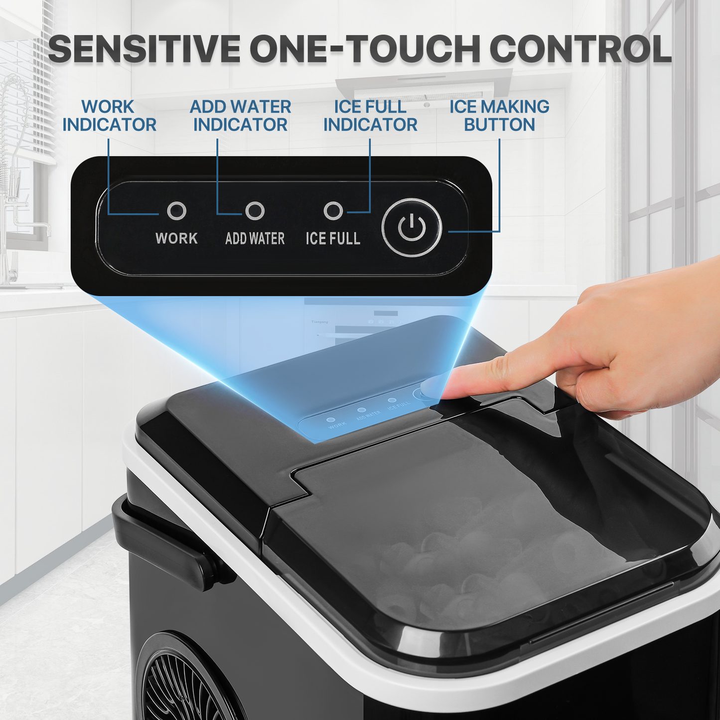 Ice Maker Machine - 1.1L Storage Tank - Bullet Shape - 22lbs/ 24hrs - with Scoop