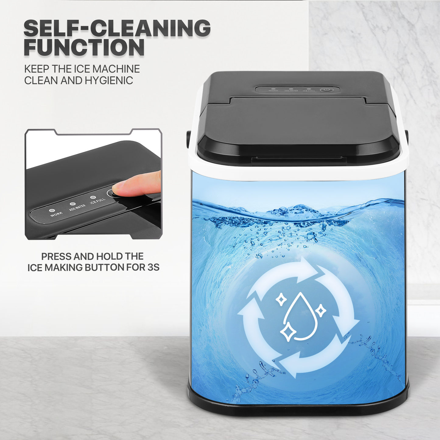 Ice Maker Machine - 1.1L Storage Tank - Bullet Shape - 22lbs/ 24hrs - with Scoop