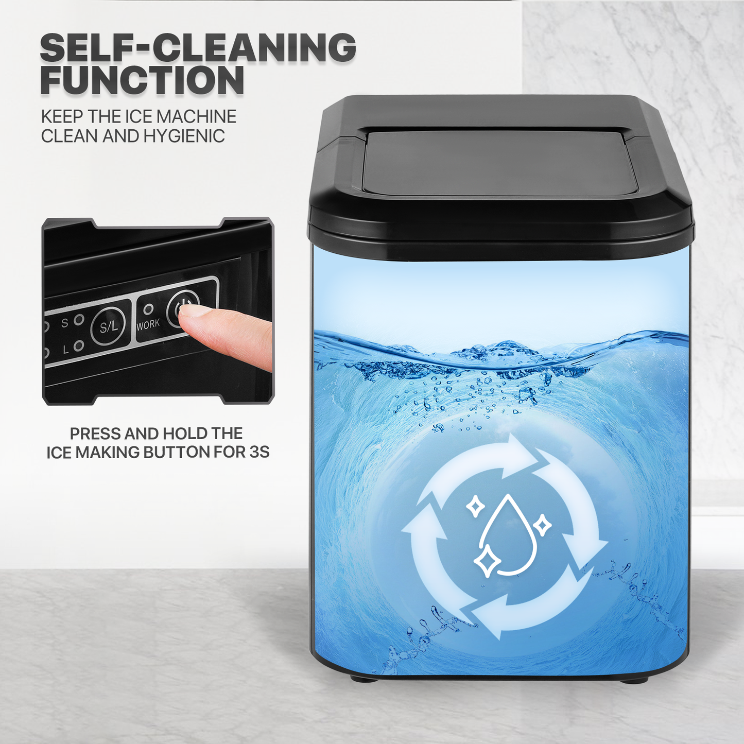 Ice Maker Machine - 2.2L Storage Tank - Bullet Shape - 22lbs/ 24hrs - with Scoop