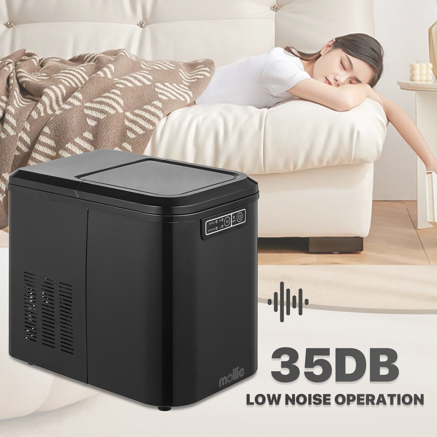 Ice Maker Machine - 2.2L Storage Tank - Bullet Shape - 22lbs/ 24hrs - with Scoop