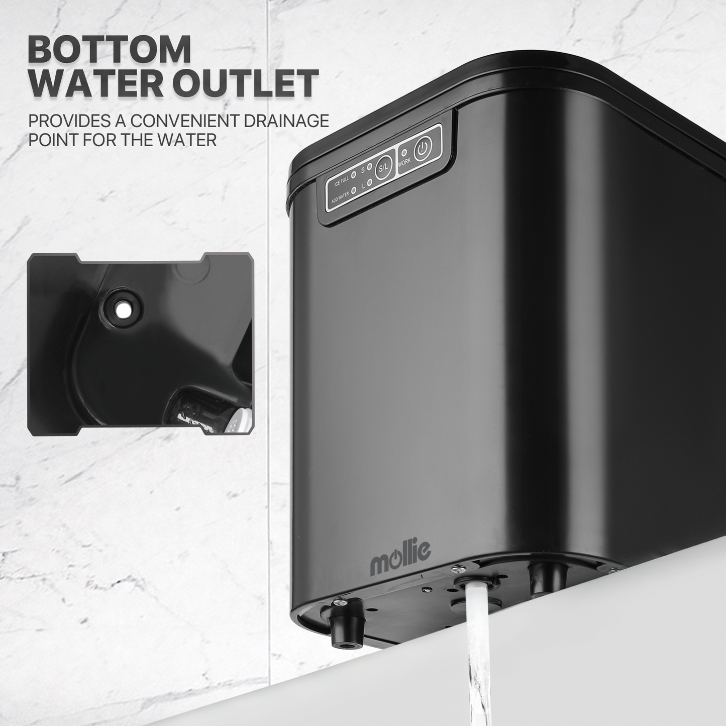 Ice Maker Machine - 2.2L Storage Tank - Bullet Shape - 22lbs/ 24hrs - with Scoop