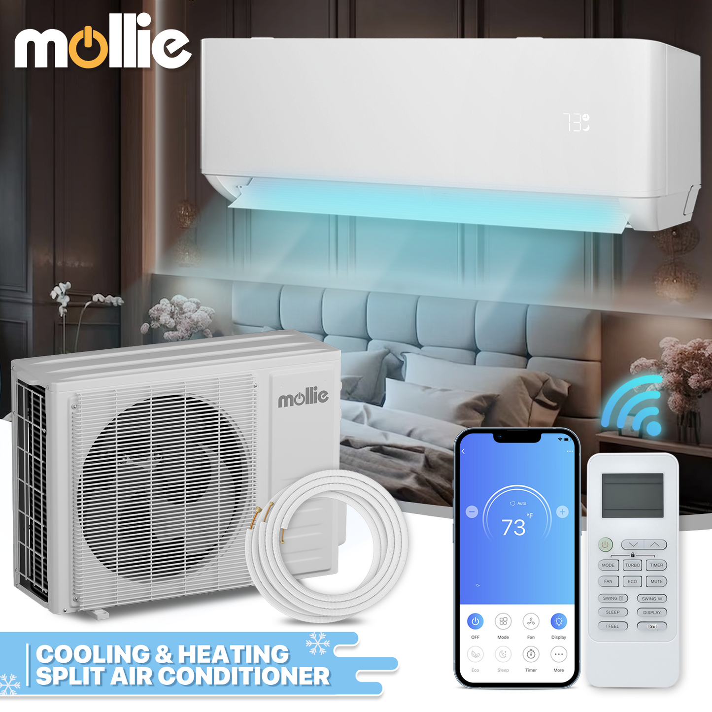 18000 PTU Ductless Mini Split Heat Pump Set