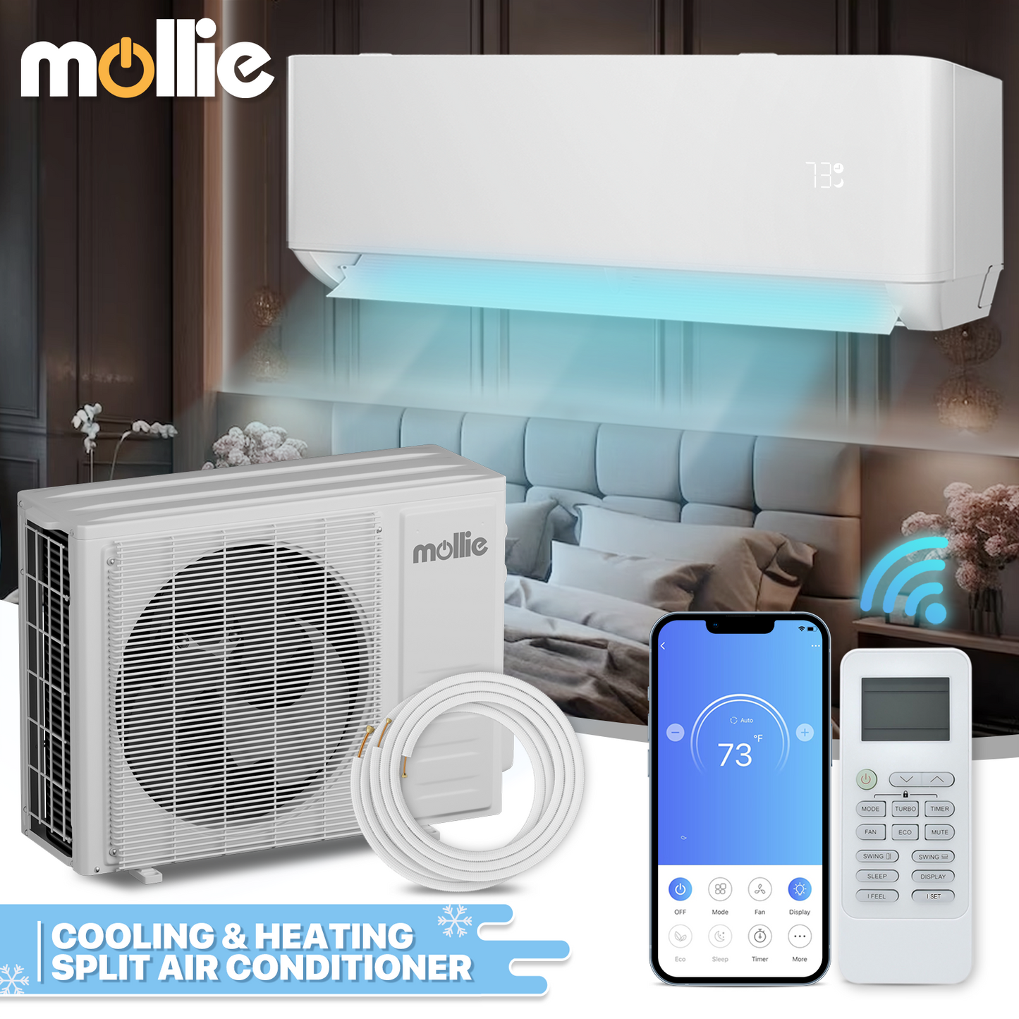 24000 PTU Ductless Mini Split Heat Pump Set