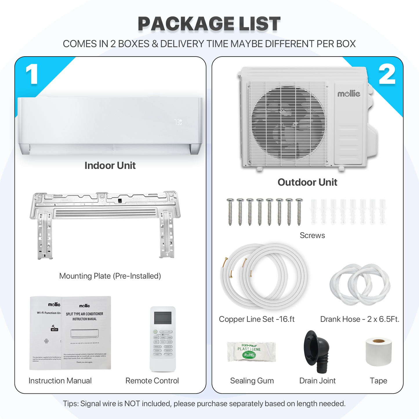 24000 BTU Split Air Conditioner - Cooling & Heating Function- WIFI APP Control - 4-in-1 filter