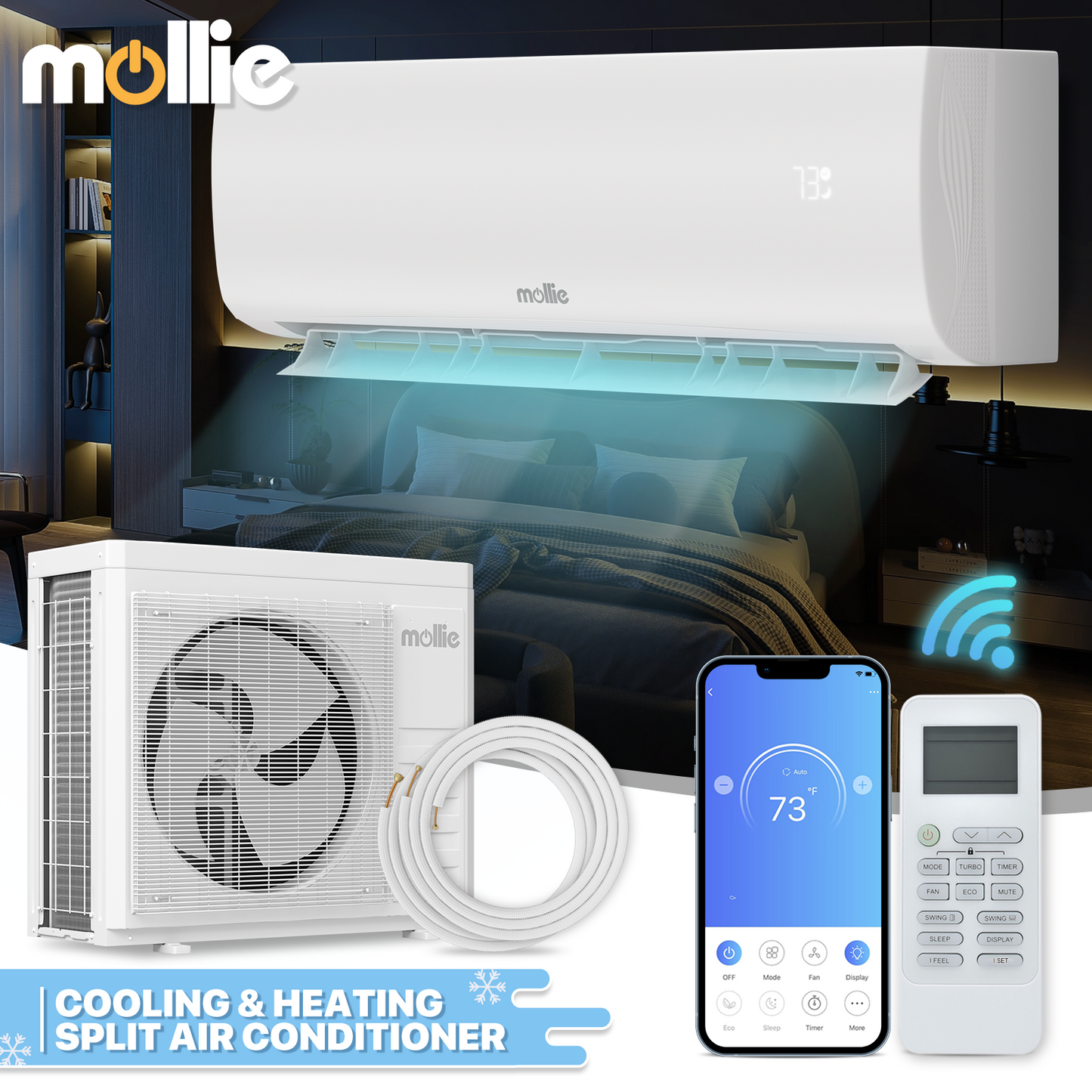 36000 BTU Split Air Conditioner - Cooling & Heating Function- WIFI APP Control