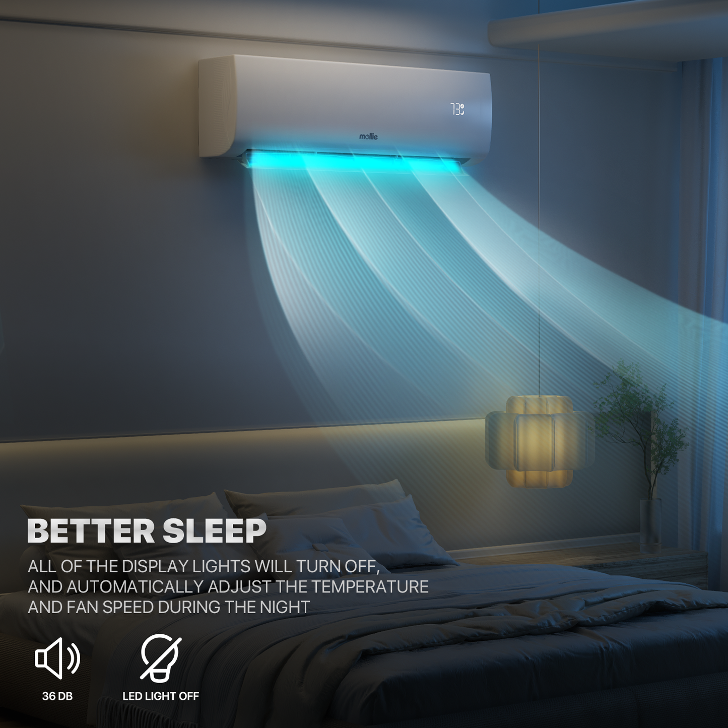 36000 BTU Split Air Conditioner - Cooling & Heating Function- WIFI APP Control - 4-in-1 filter