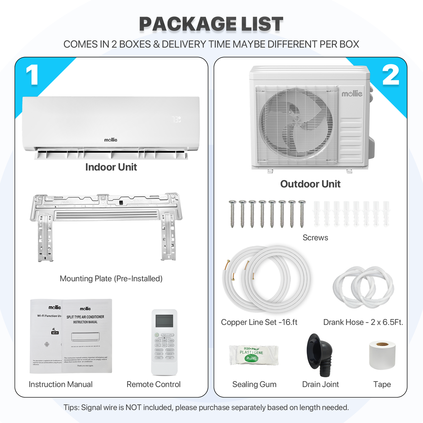 36000 BTU Split Air Conditioner - Cooling & Heating Function- WIFI APP Control - 4-in-1 filter