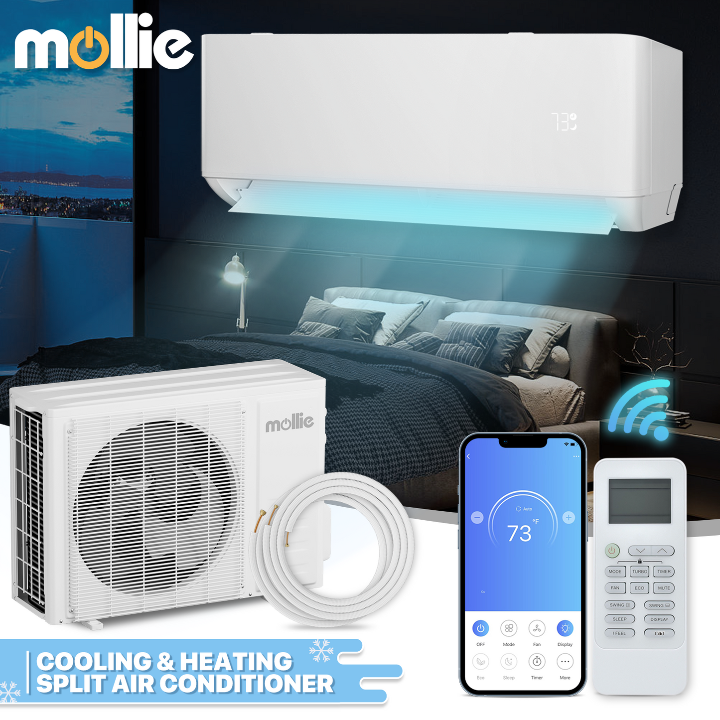 9000 PTU Ductless Mini Split Heat Pump Set