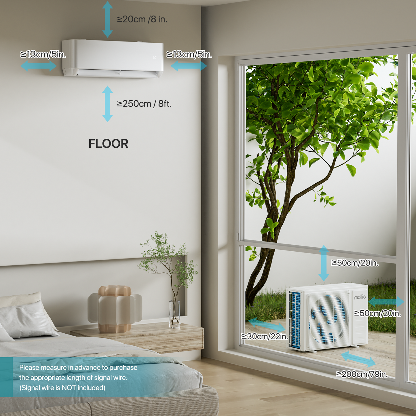 9000 PTU Ductless Mini Split Heat Pump Set