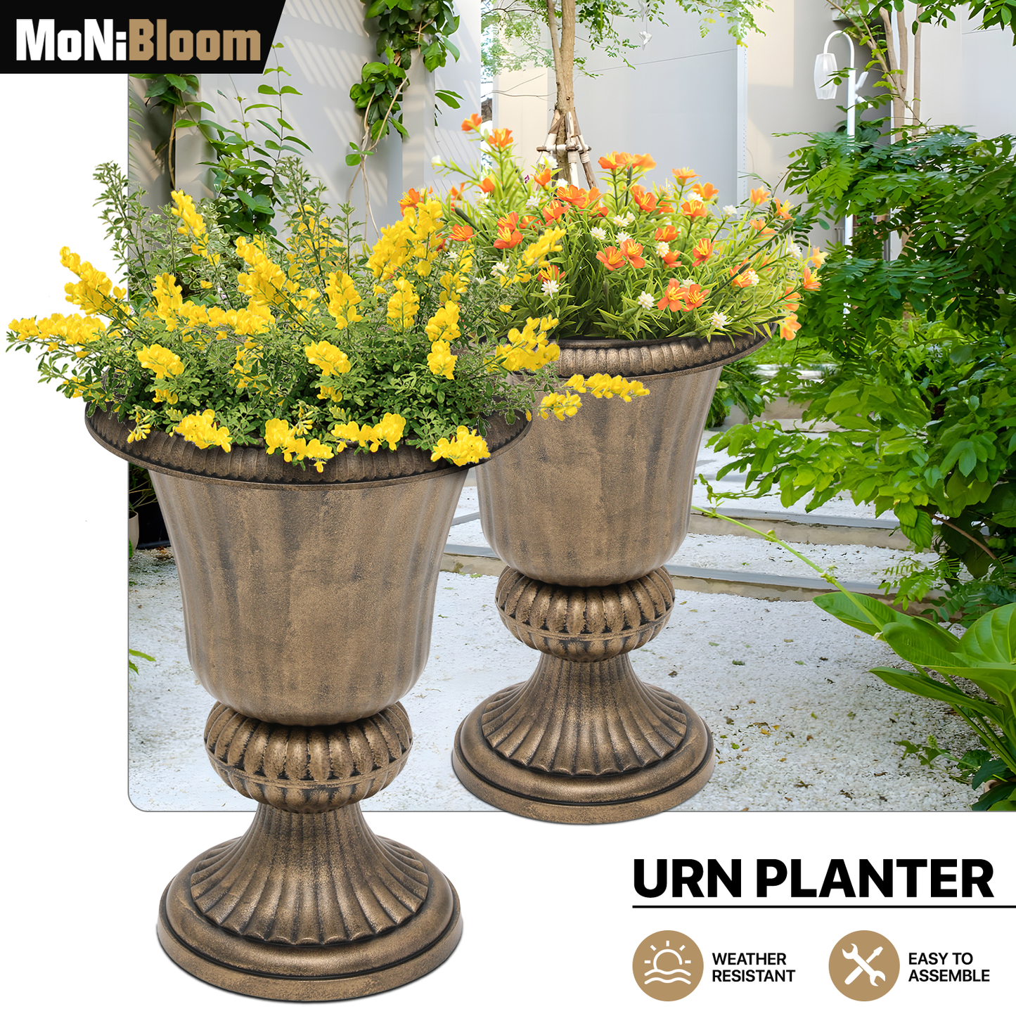 Urn Planter - (L)10.5in. (W)14.5in. (H)20in.- 2PCS