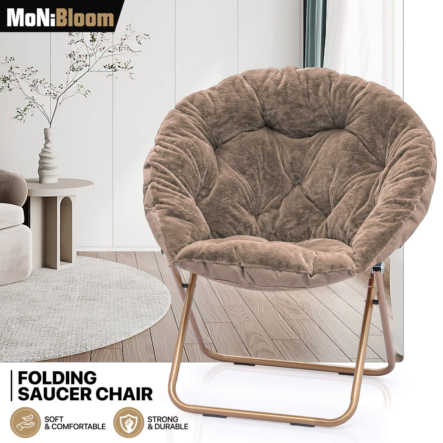 Cozy Chair - Round - Faux Fur - Gold Frame