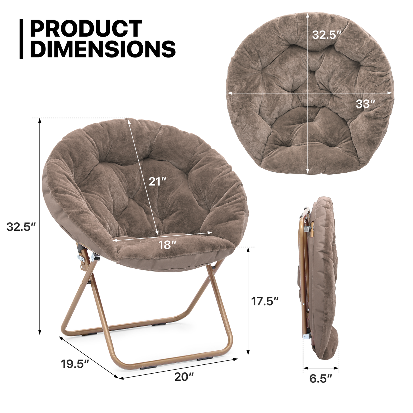 Cozy Chair - Round - Faux Fur - Gold Frame