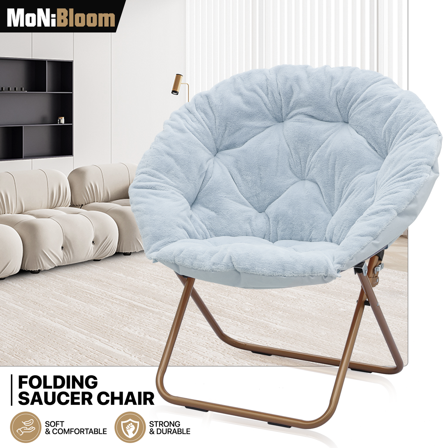 Cozy Chair - Round - Faux Fur - Gold Frame