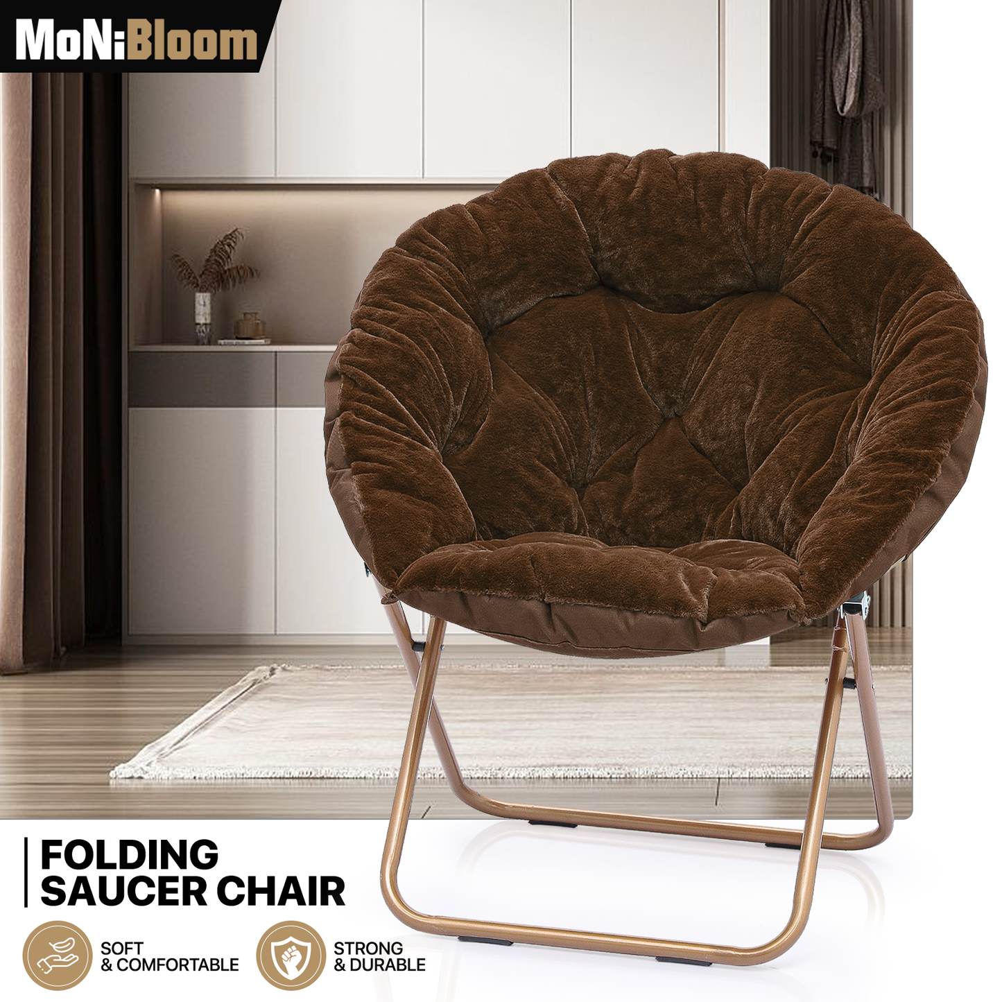 Cozy Chair - Round - Faux Fur - Gold Frame