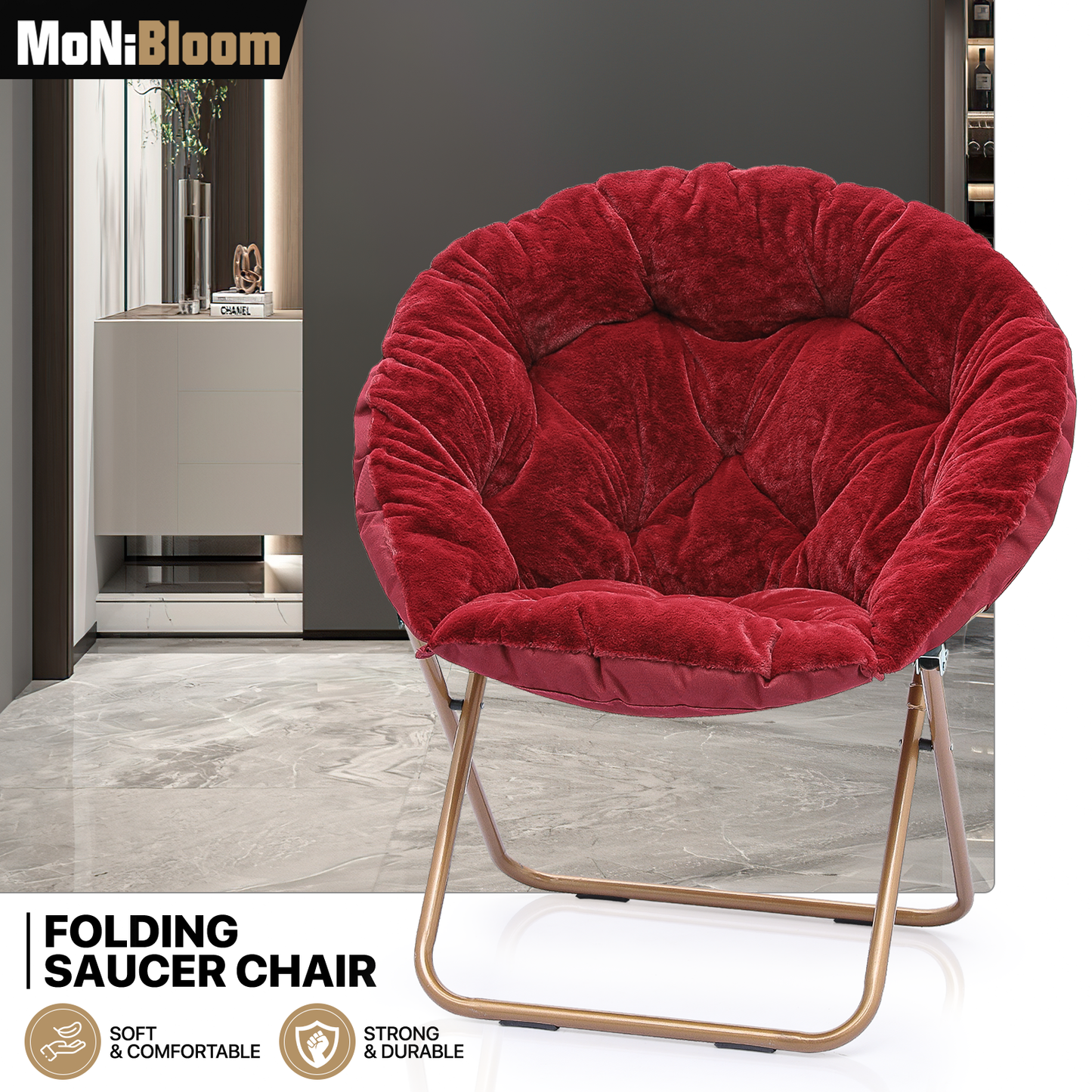 Cozy Chair - Round - Faux Fur - Gold Frame