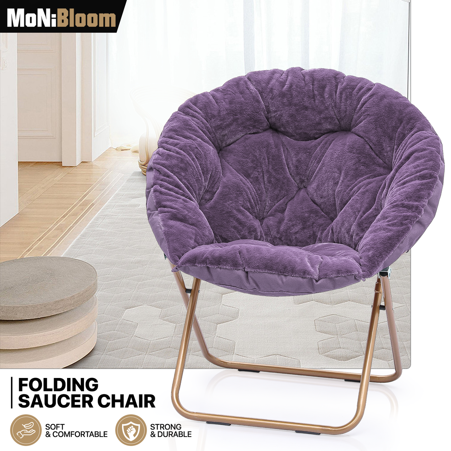 Cozy Chair - Round - Faux Fur - Gold Frame