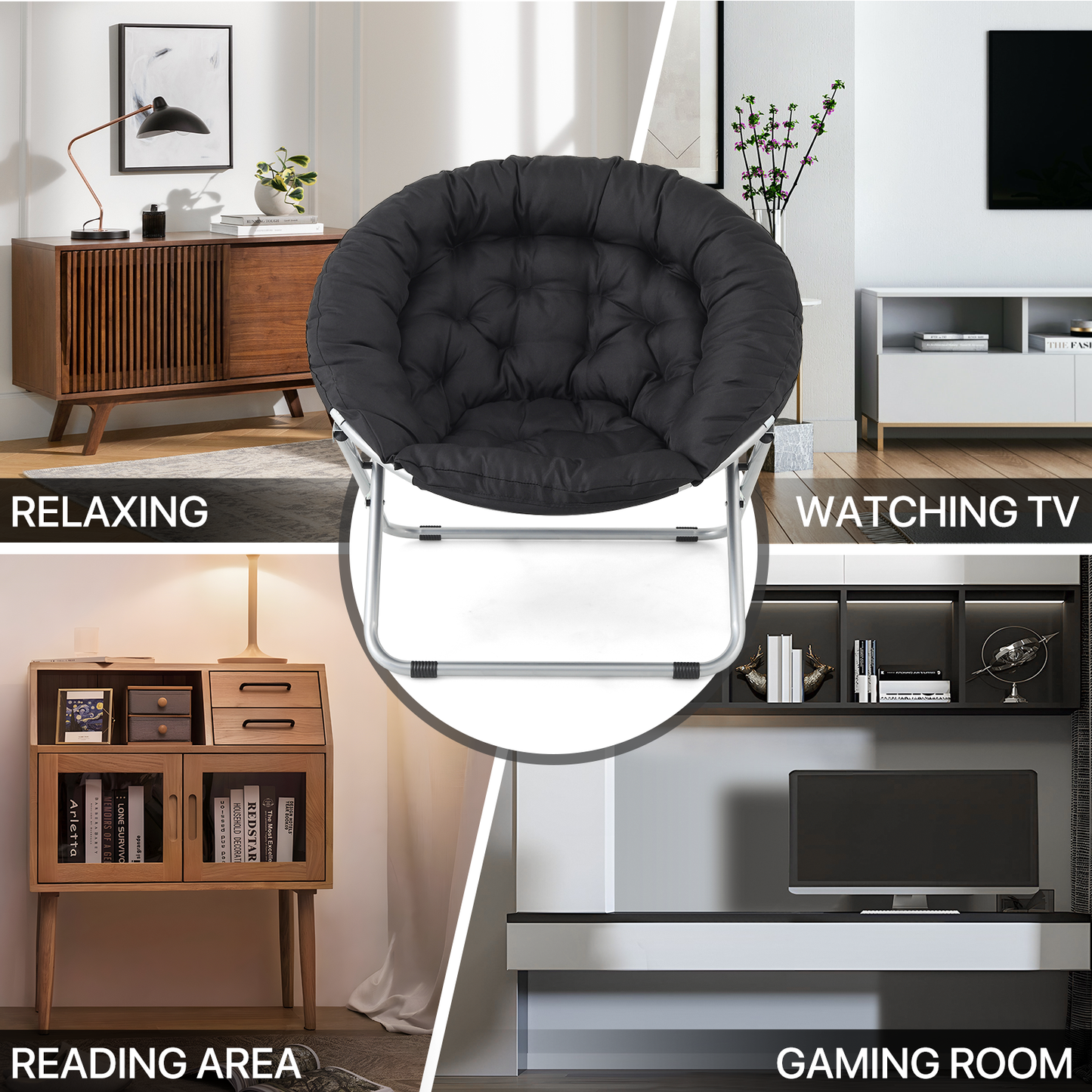 Cozy Chair w/Soft cushion 300 lbs Capacity - Saucer - 600D Oxford