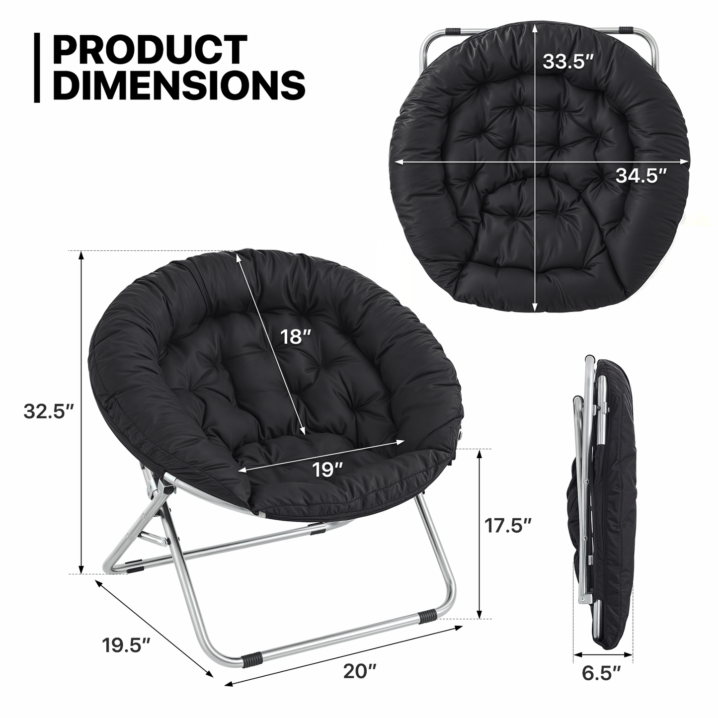 Cozy Chair w/Soft cushion 300 lbs Capacity - Saucer - 600D Oxford