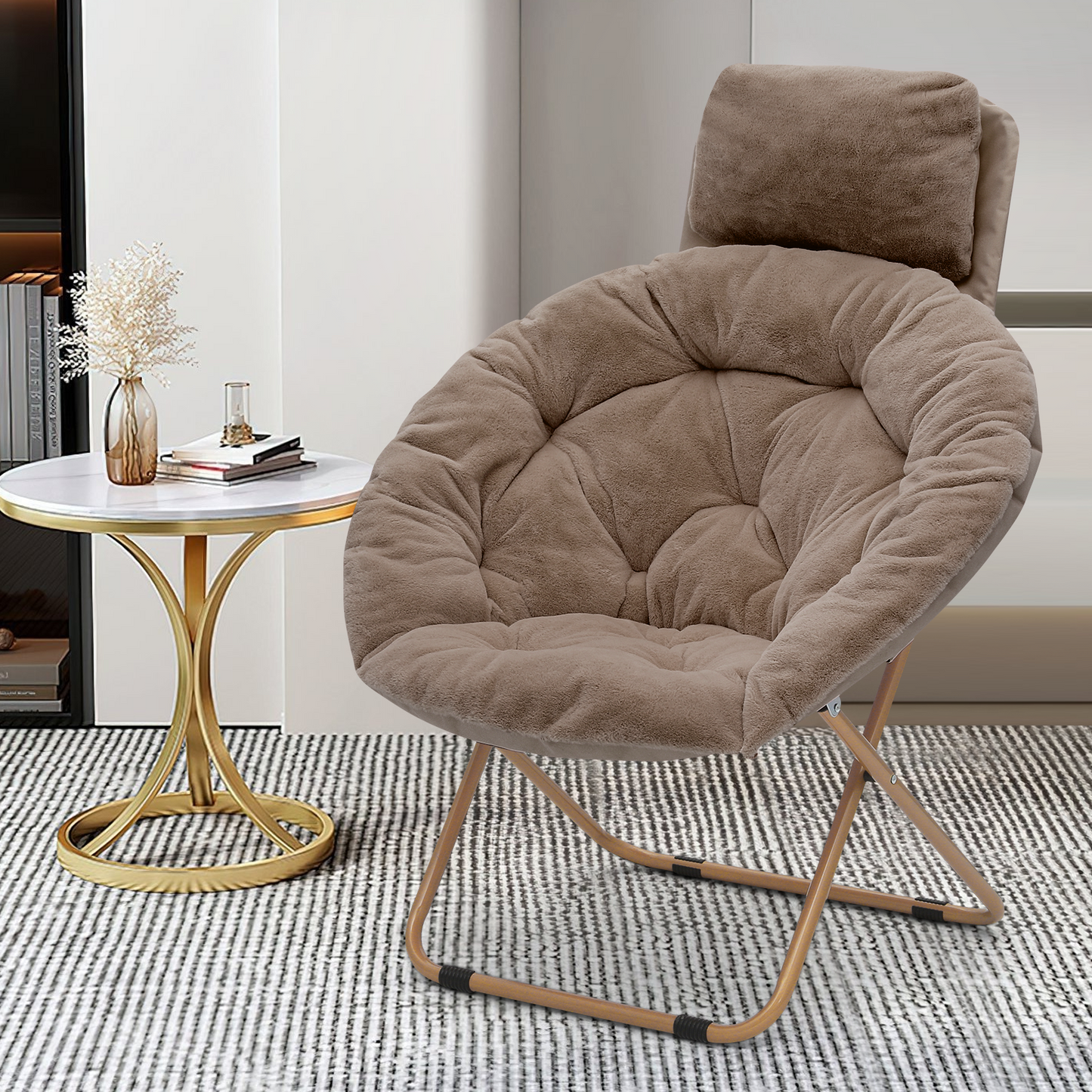 Folding Saucer Chair - Removable Headrest - 33" x 26.5" x 40"