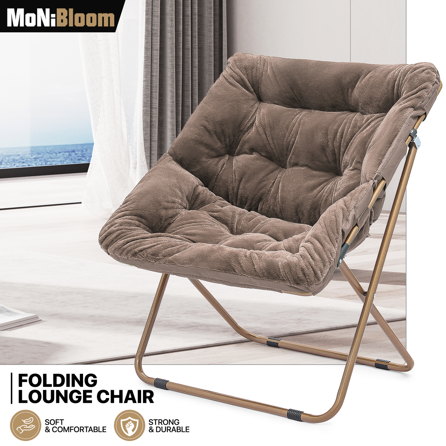 Cozy Chair - Square - Faux Fur - Gold Frame