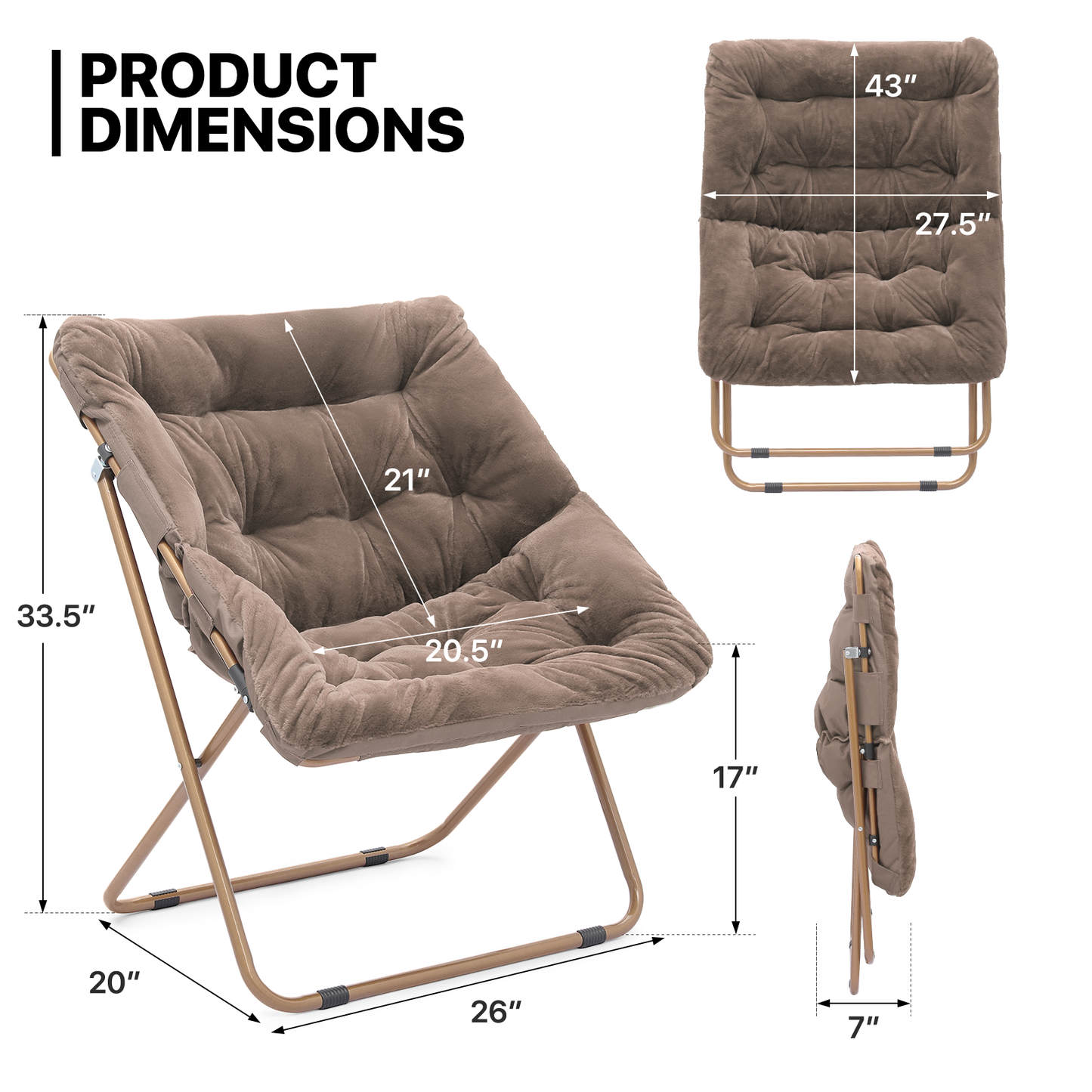Cozy Chair - Square - Faux Fur - Gold Frame
