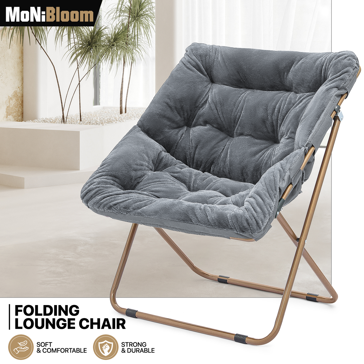 Cozy Chair - Square - Faux Fur - Gold Frame