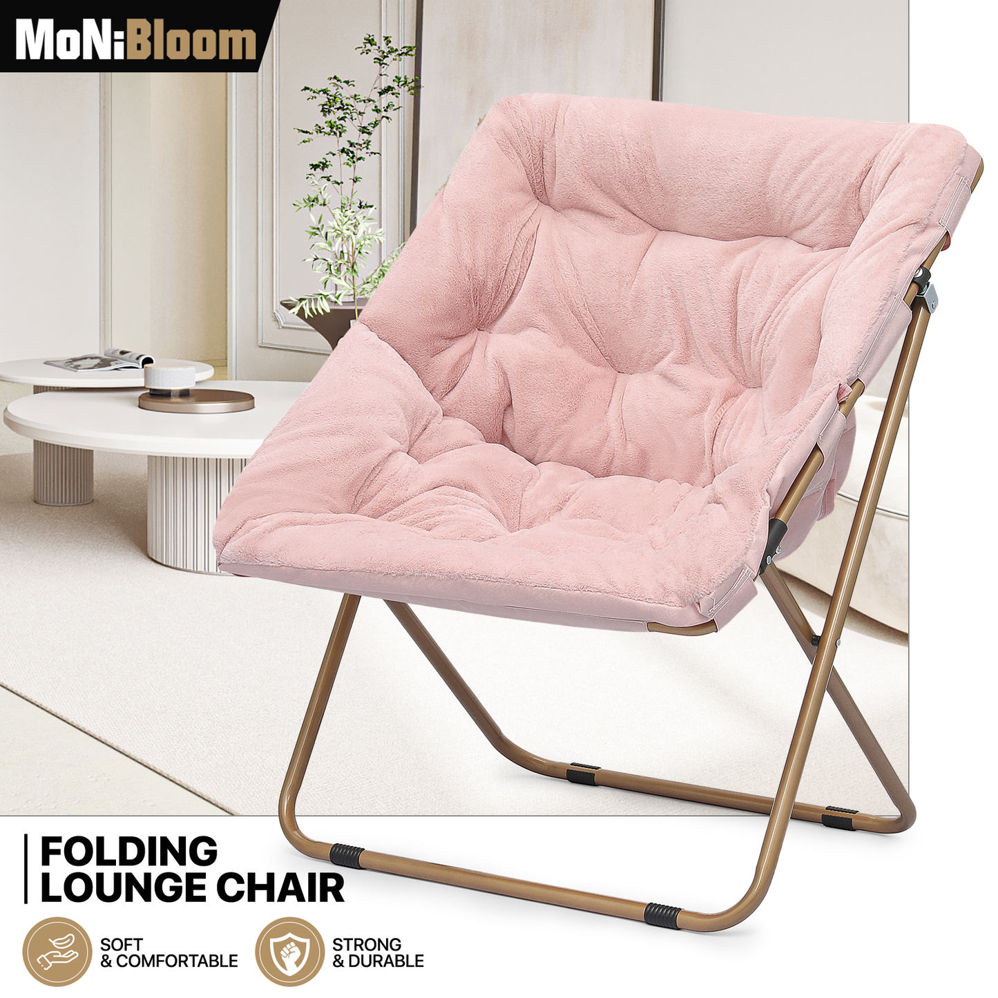 Cozy Chair - Square - Faux Fur - Gold Frame