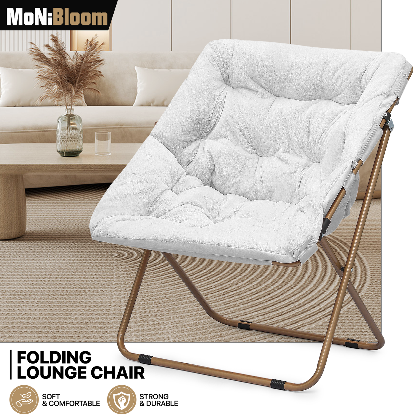 Cozy Chair - Square - Faux Fur - Gold Frame