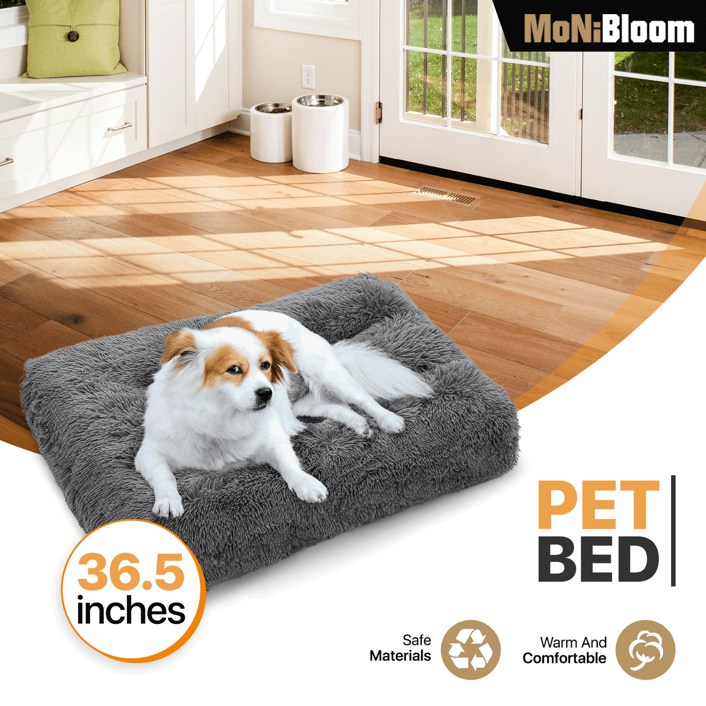 Pet Bed - Rectangle - 36.5'' Length - Long Plush - Machine Washable