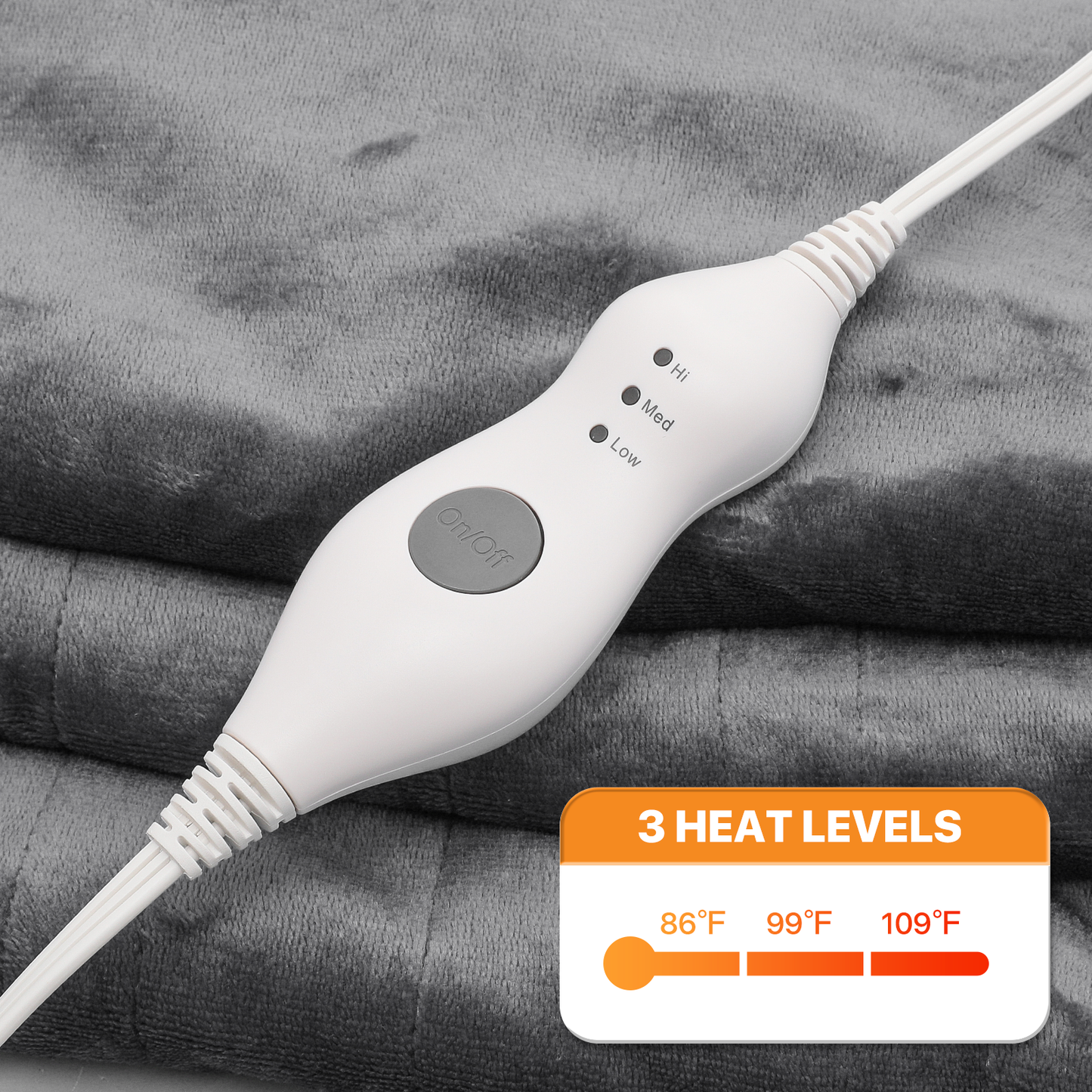 Heated Electric Blanket Throw - 60"x45" Cozy Flannel - 4 Hour Timer 3 Heating Levels
