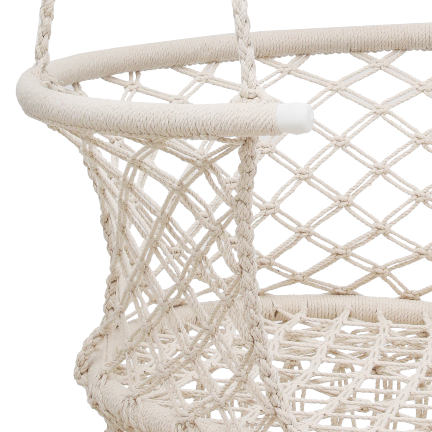 Round Macrame Hammock Hanging Chair - Cotton Cushion Seat