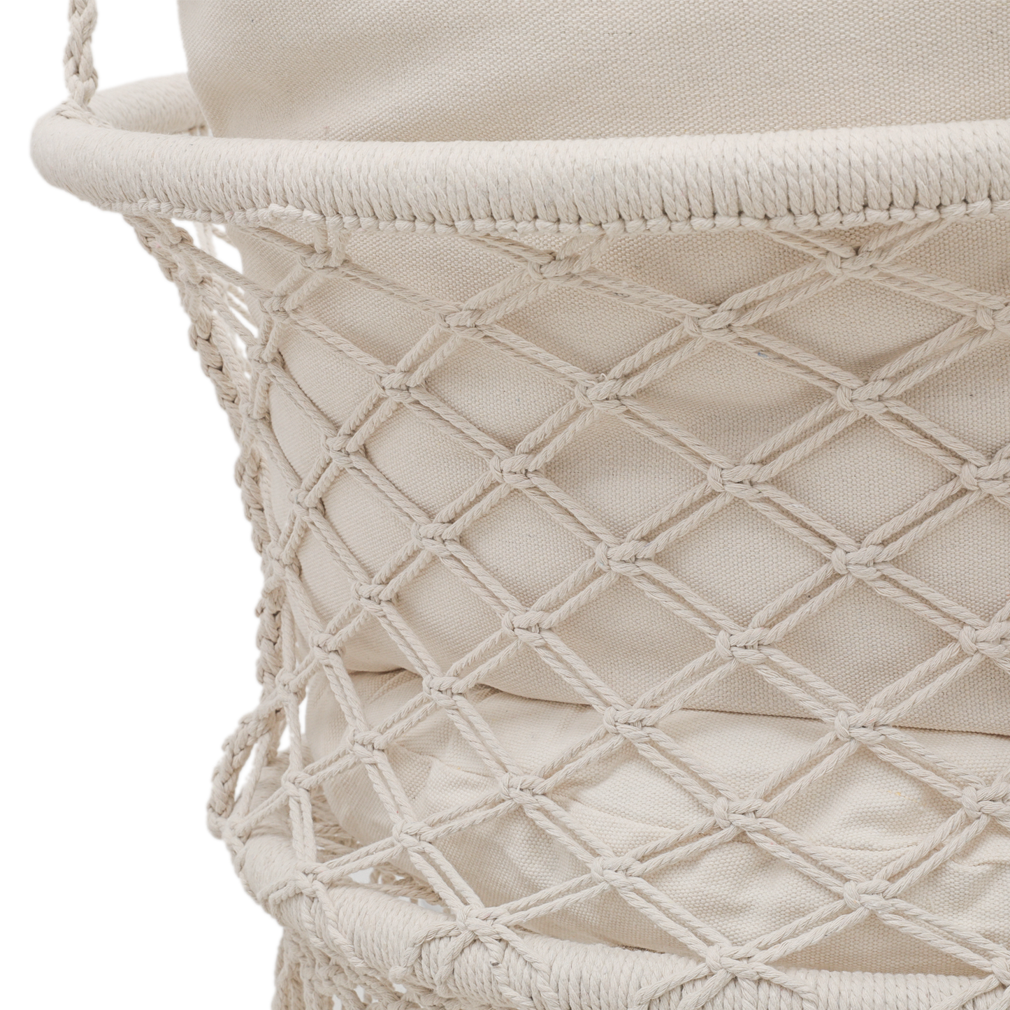 Round Macrame Hammock Hanging Chair - Cotton Cushion Seat