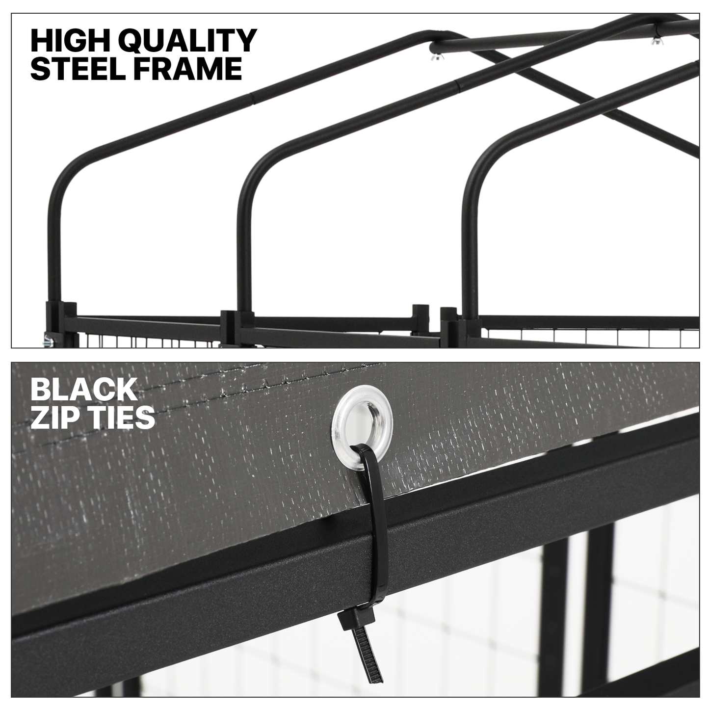 Yard Kennel - 87''Length w/ Roof Cover - Black
