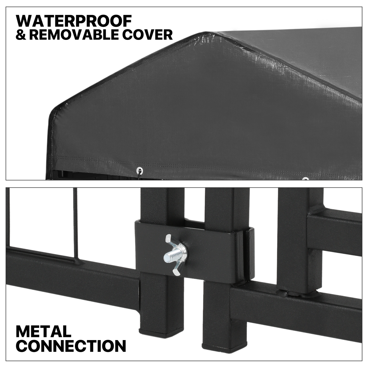 Yard Kennel - 87''Length w/ Roof Cover - Black