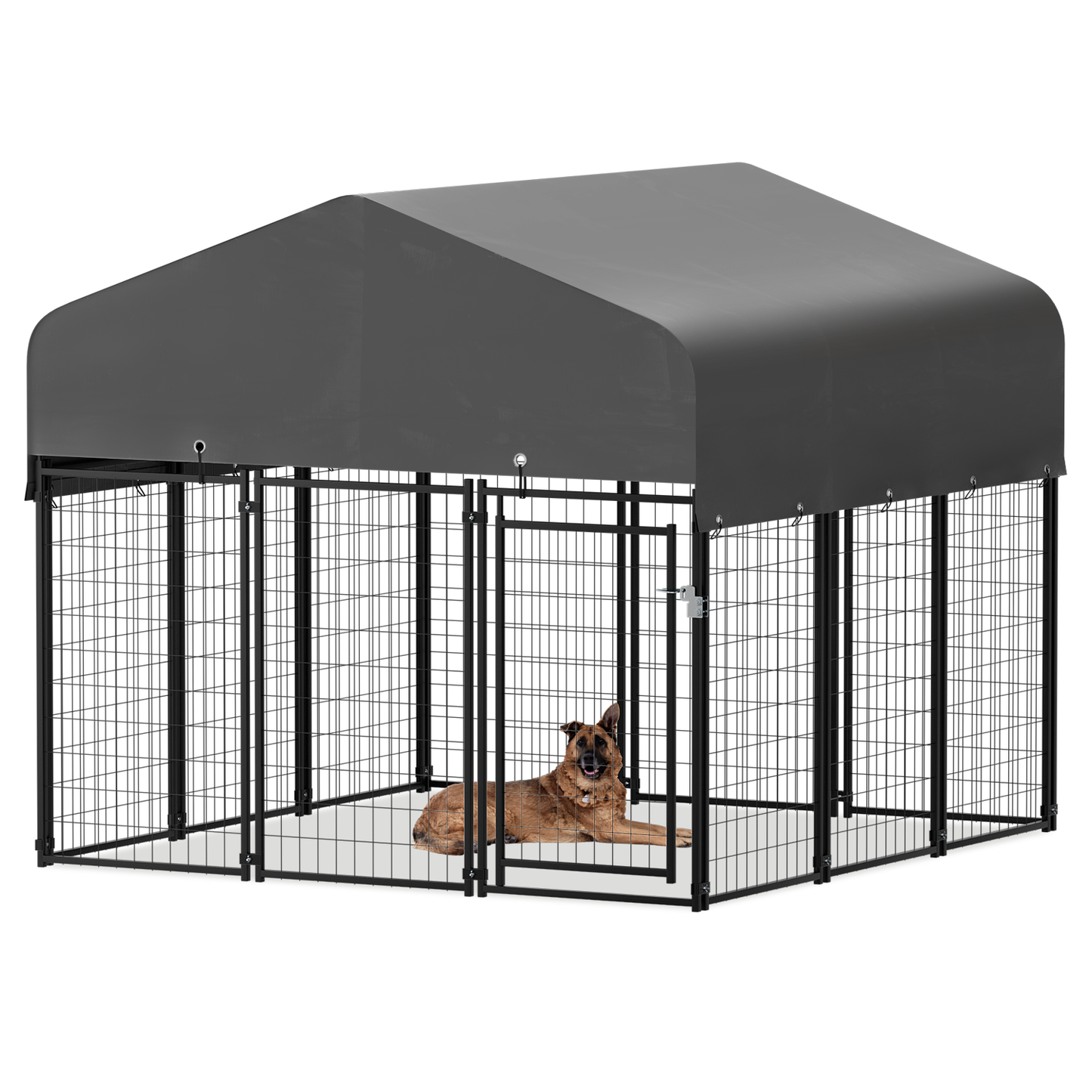 Yard Kennel - 87''Length w/ Roof Cover - Black