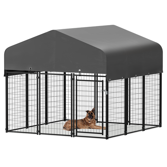 Yard Kennel - 87''Length w/ Roof Cover - Black