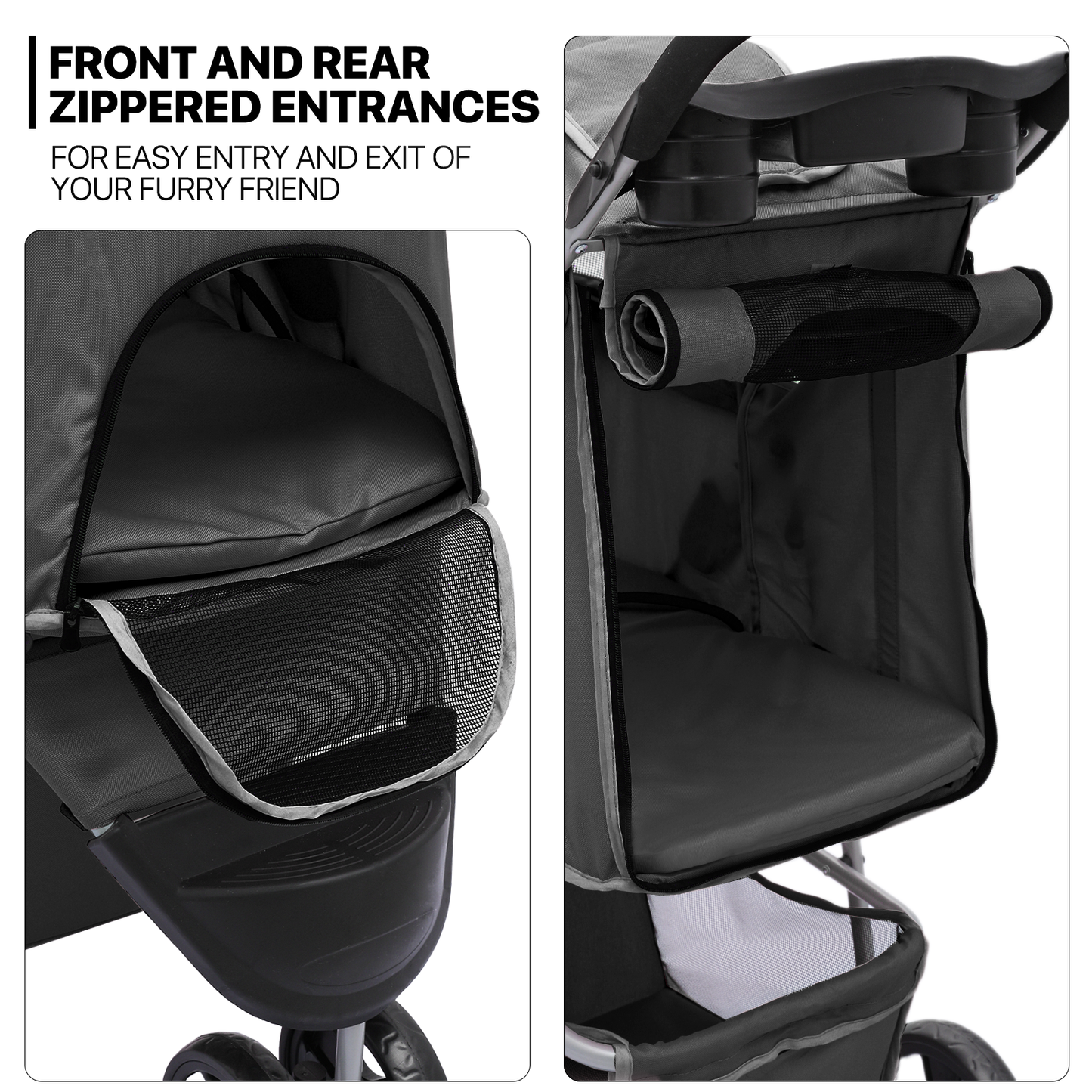 Pet Stroller - Adjustable Sunshade+Storage Basket