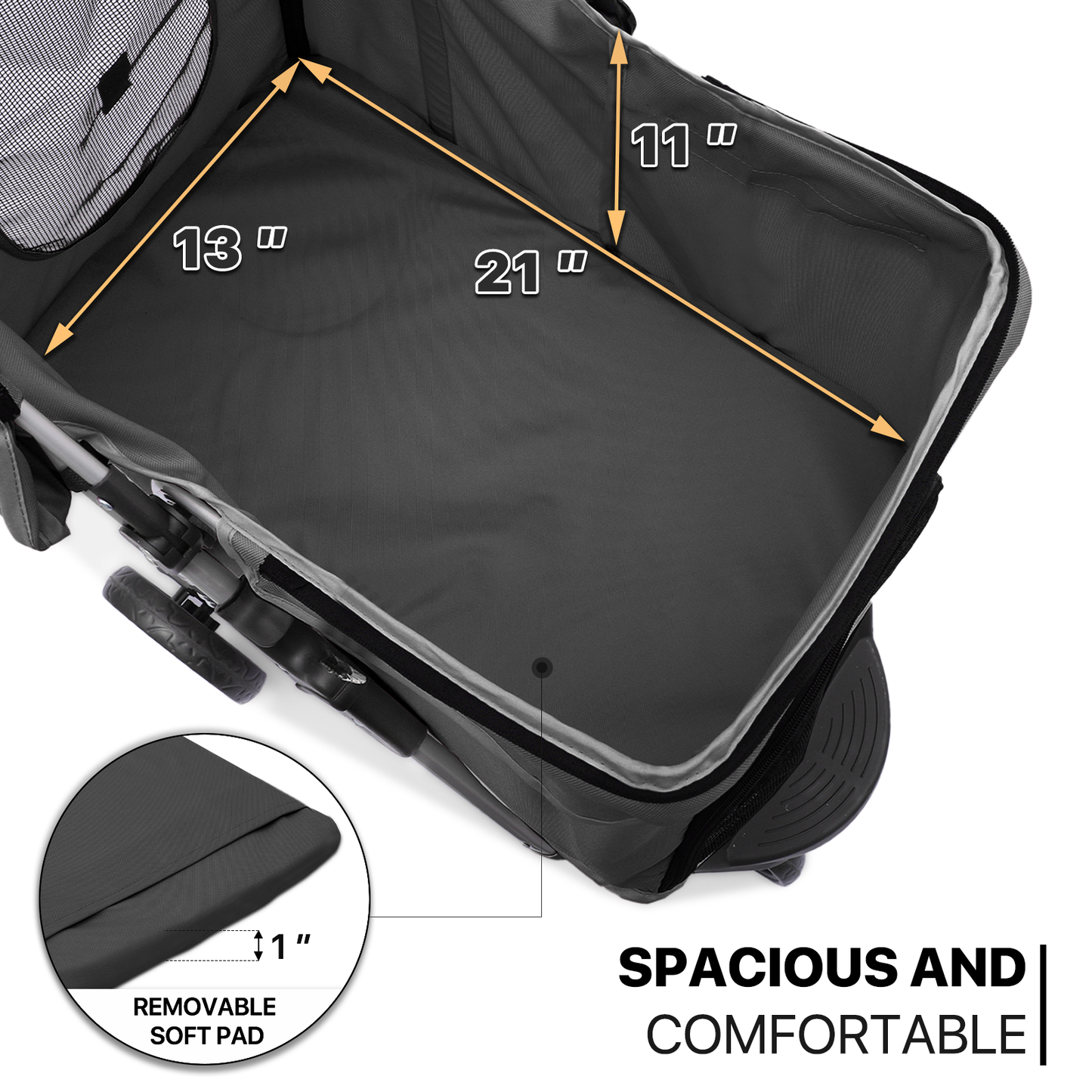 Pet Stroller - Adjustable Sunshade+Storage Basket