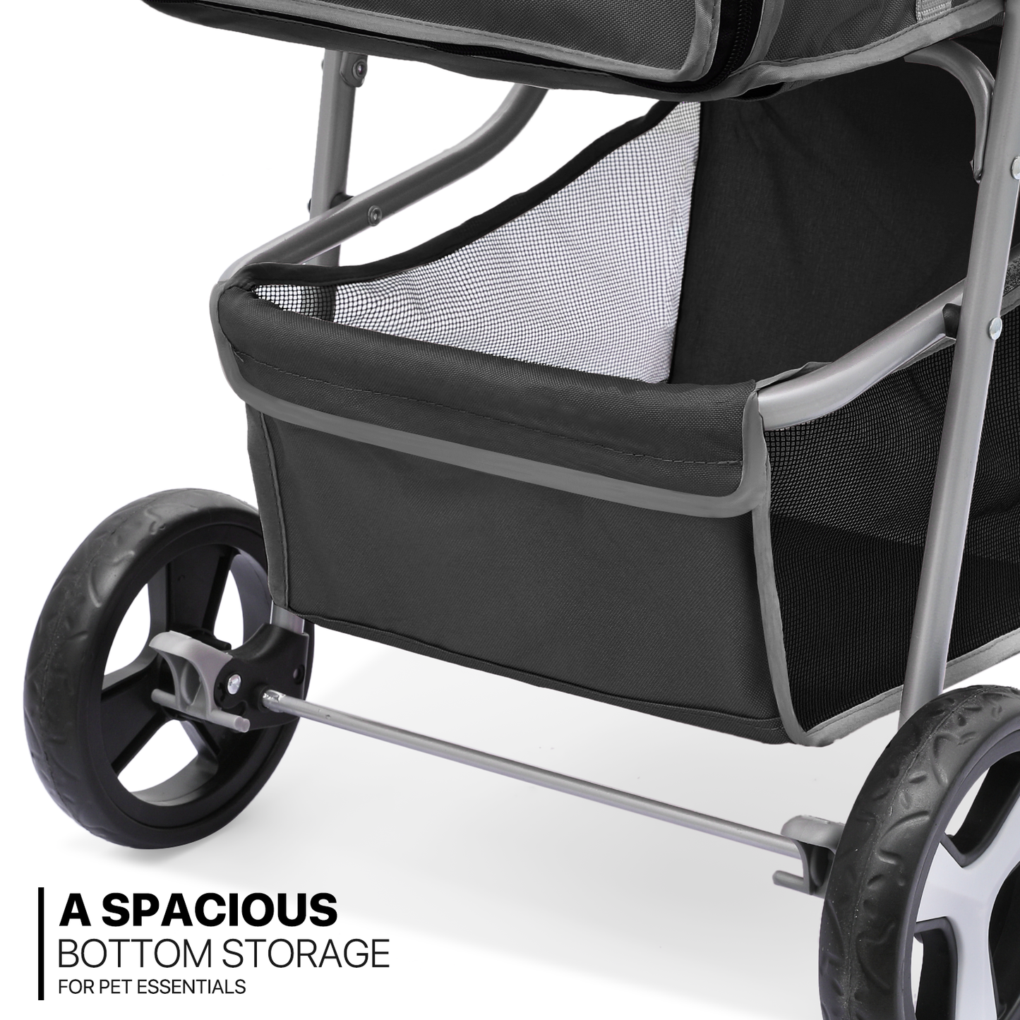 Pet Stroller - Adjustable Sunshade+Storage Basket