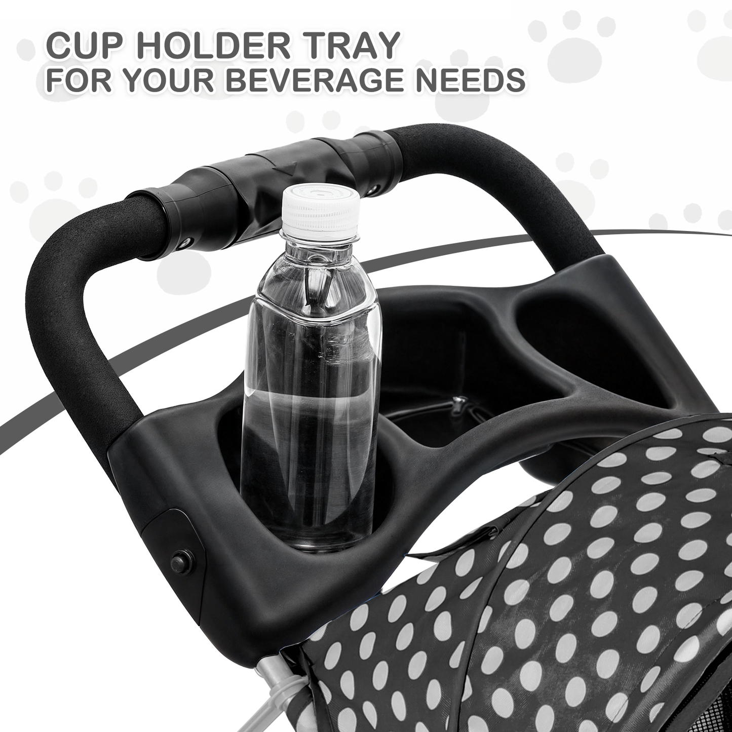 Pet Stroller 33 lbs Capacity - w/ Weatherproof Cover, Cup Holders & Undercarriage Baske - 3 Wheels