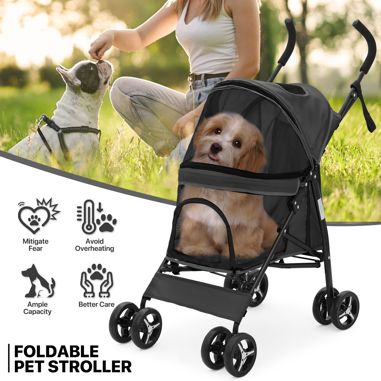 4 Wheels Pet Stroller - 26*18*37.5 inch