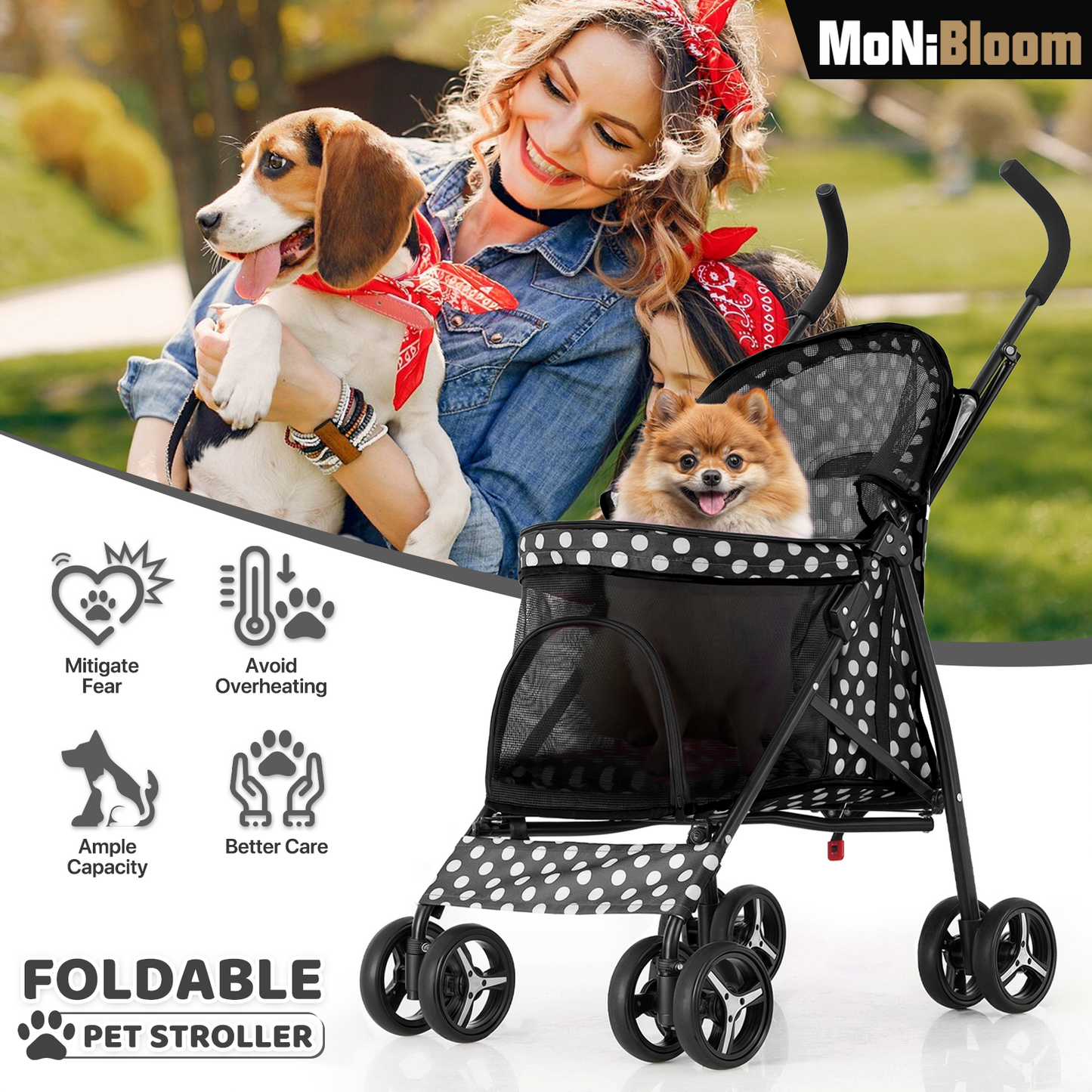 4 Wheels Pet Stroller - 26*18*37.5 inch