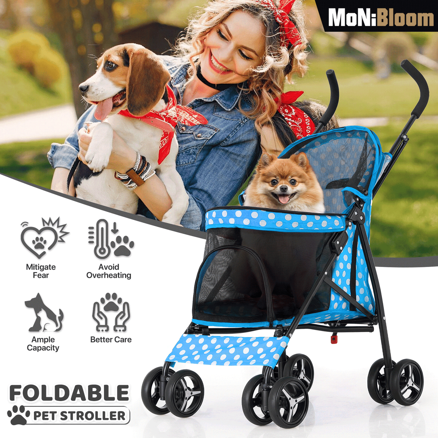 4 Wheels Pet Stroller - 26*18*37.5 inch