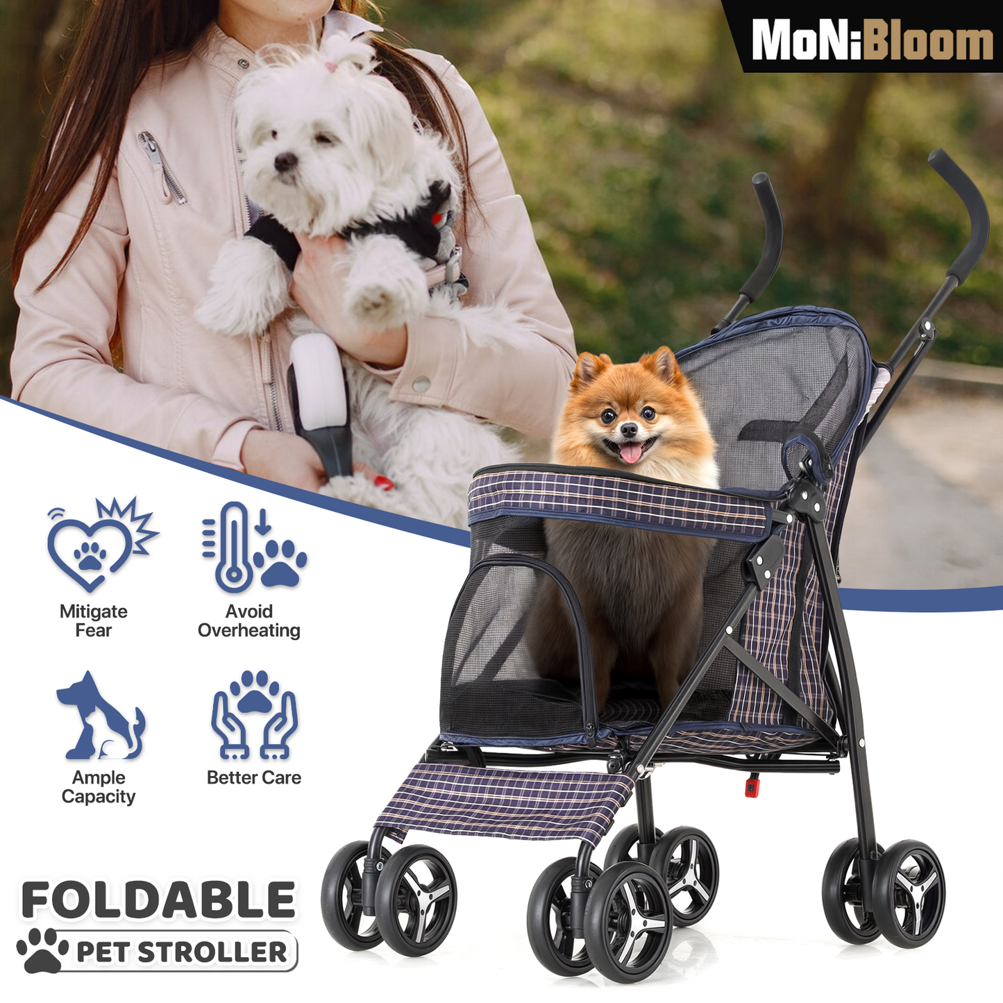 4 Wheels Pet Stroller - 26*18*37.5 inch