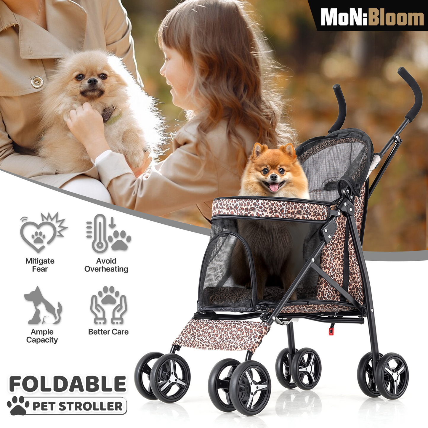 4 Wheels Pet Stroller - 26*18*37.5 inch