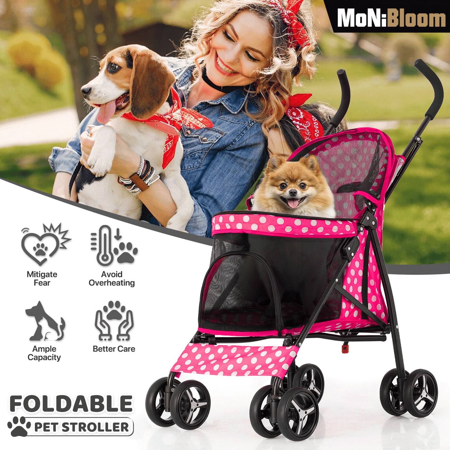 4 Wheels Pet Stroller - 26*18*37.5 inch