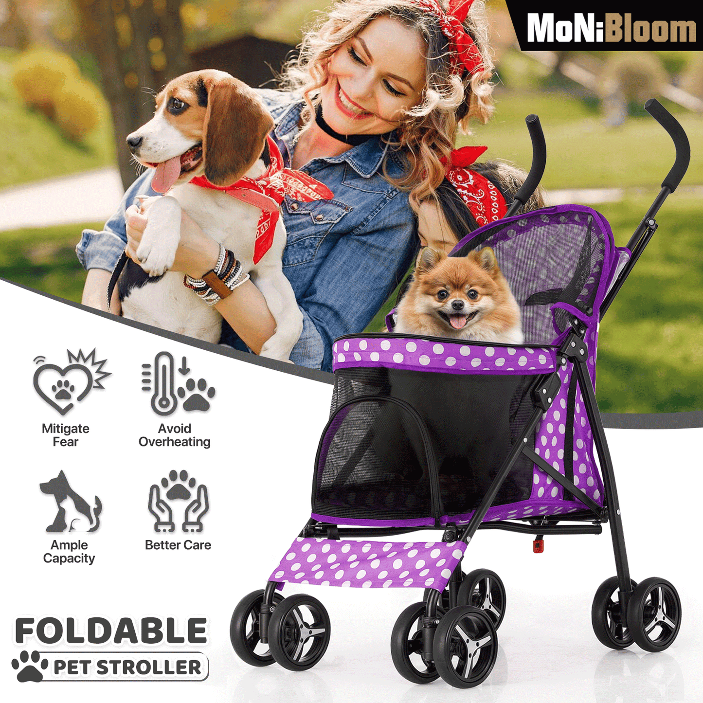 4 Wheels Pet Stroller - 26*18*37.5 inch