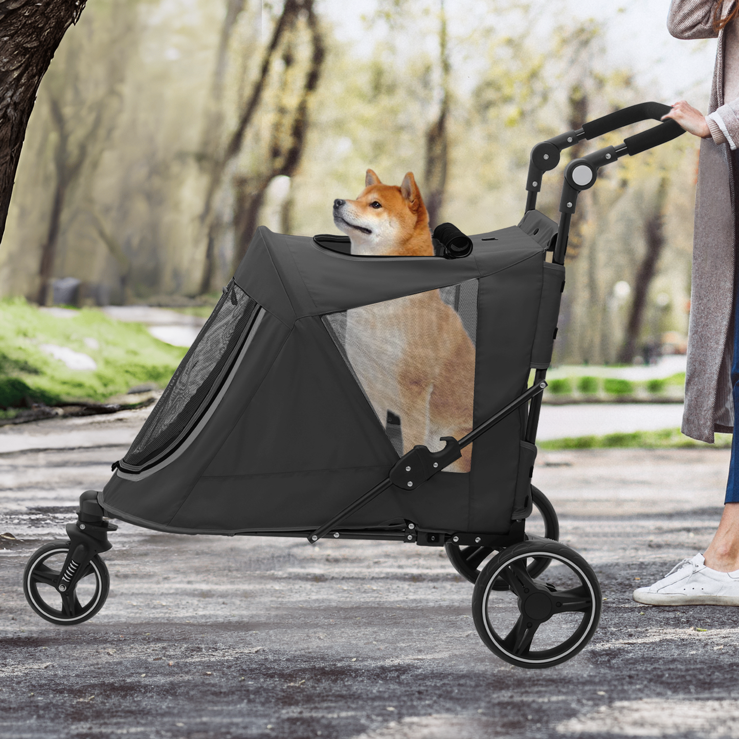 3 Wheels Pet Stroller - 41*23*39.5 inch - Angle Adjustable Handlebar
